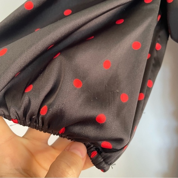 For Love and Lemons Melrose Polka Dot Dress Black Red Ruched Satin Blogger Fav S - Picture 14 of 15